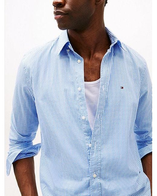Tommy Hilfiger Regular Fit Poplin Overhemd Met Ginghamruit in het Blue voor heren