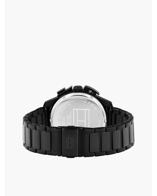 Tommy Hilfiger Black Ionic-Plated Stainless Steel Chronograph Watch for men