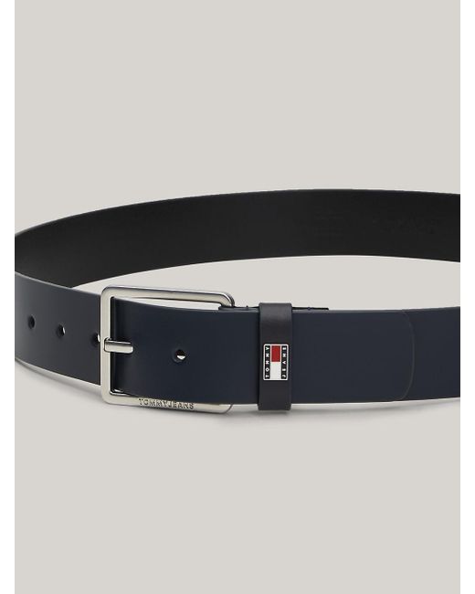 Tommy Hilfiger Blue Logo Smooth Leather Belt for men