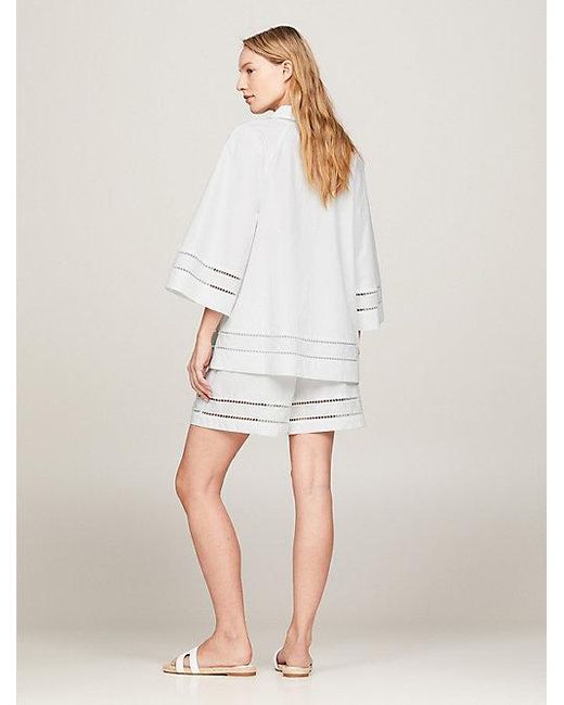 Tommy Hilfiger Oversized Blouse Met Broderie Anglaise in het White
