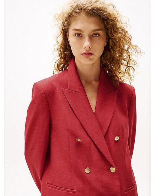 Tommy Hilfiger The Sofia Capsule Double-Breasted Blazer in het Red