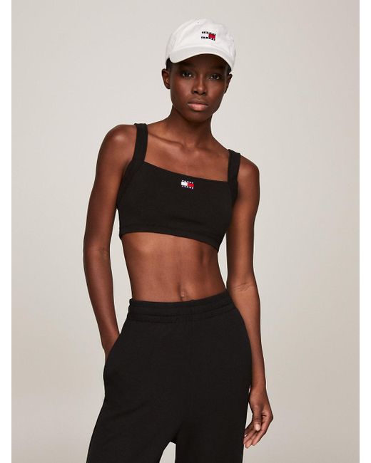 Crop Top Ultra Court Cotele A Badge Tommy Hilfiger en coloris Noir Lyst