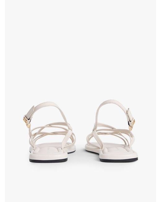 Tommy Hilfiger Natural Leather Crossover Strap Flat Sandals