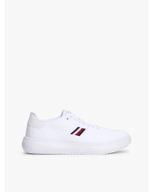 Tommy Hilfiger White Textured Knit Fine Cleat Trainers for men