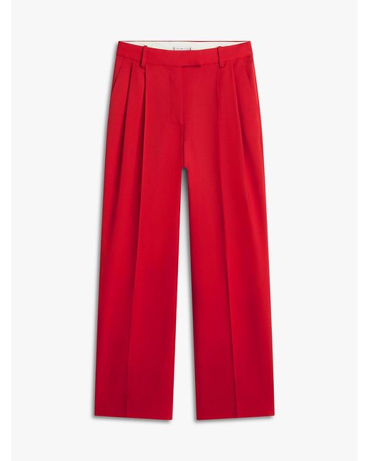 Tommy Hilfiger Red Timeless Pleated Relaxed Straight Leg Trousers