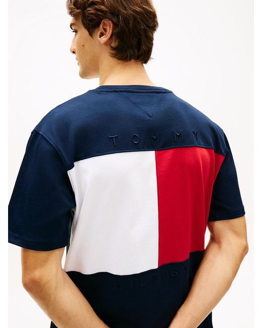 Tommy Hilfiger Blue Flag Embroidery Jersey Relaxed T-Shirt for men