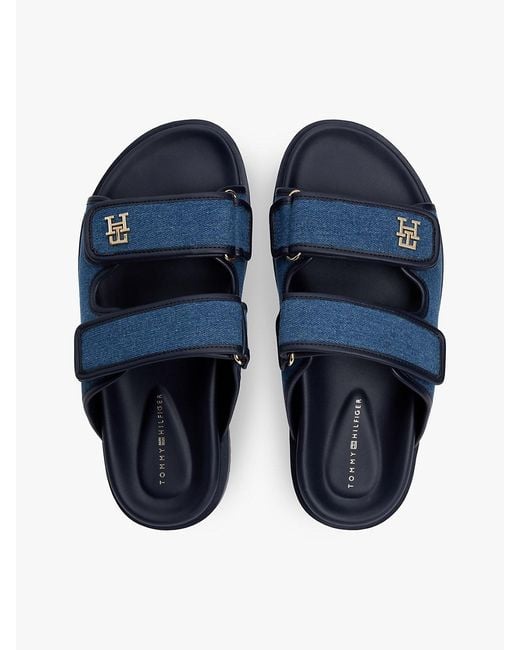 Tommy Hilfiger Blue Th Monogram Double Strap Sandals