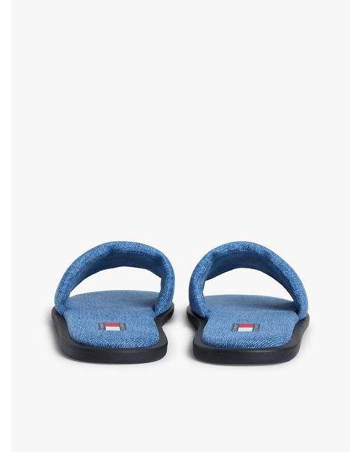 Tommy Hilfiger Blue Denim Padded Strap Slides