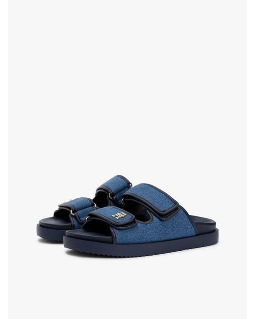 Tommy Hilfiger Blue Th Monogram Double Strap Sandals