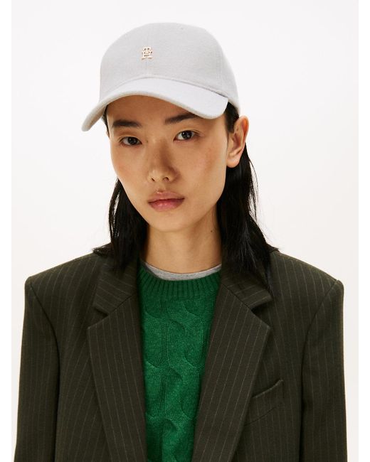 Tommy Hilfiger White Chic Th Monogram Pure Wool Baseball Cap