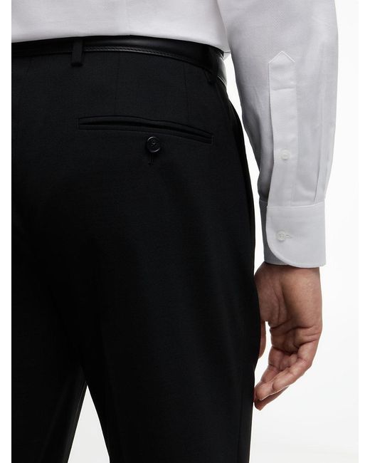 Tommy Hilfiger Black Tech Pressed Crease Wool Blend Trousers for men