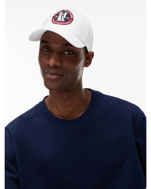 Tommy Hilfiger White Logo Patch Six-Panel Baseball Cap for men