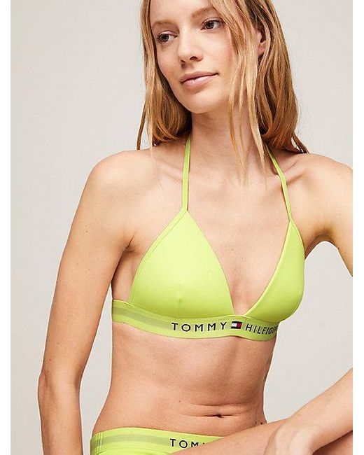 Tommy Hilfiger Th Original Halternek-bikinitop Met Triangelcups in het Green