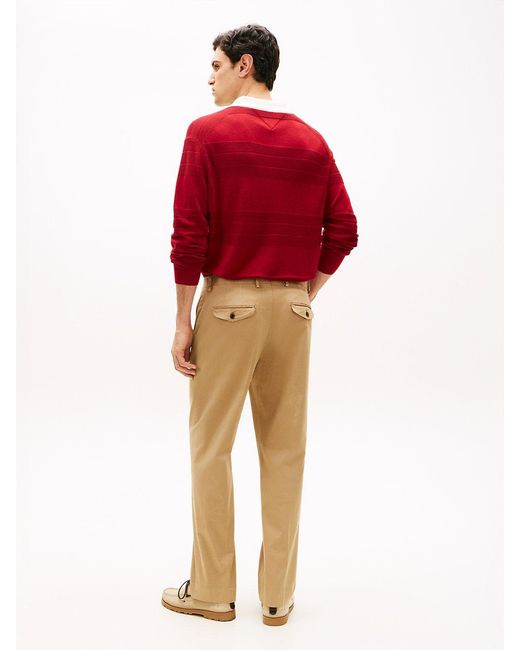 Tommy Hilfiger Red New York Label Washed Regular Trousers for men