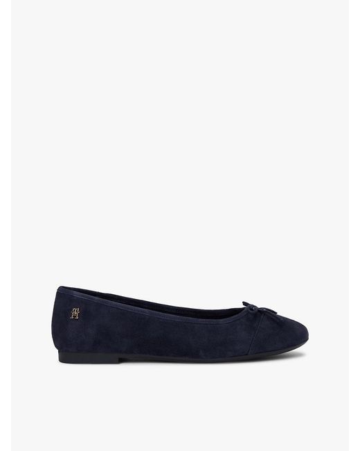 Tommy Hilfiger Blue Th Monogram Suede Ballerinas