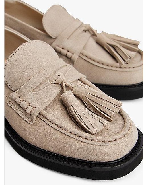Tommy Hilfiger Suède Loafer Met Vierkante Neus En Kwastjes in het White