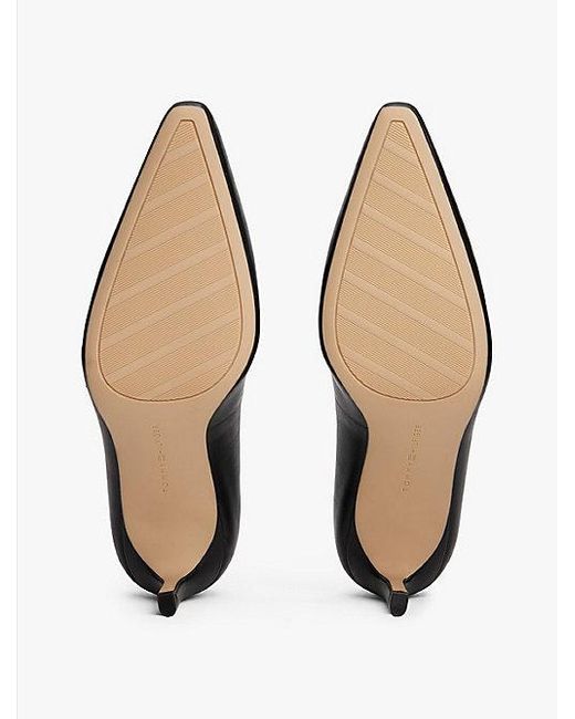 Tommy Hilfiger Leren Pump Met Naaldhak En Th-Monogram in het Black