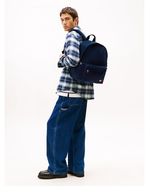 Tommy Hilfiger Blue Essential Corduroy Logo Dome Backpack for men