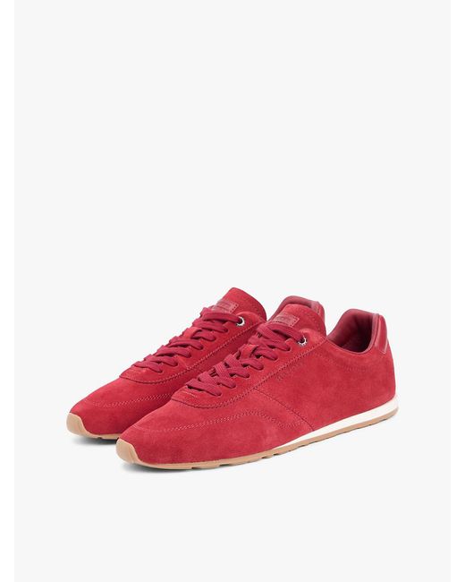 Tommy Hilfiger Red Suede Hilfiger Monotype Cleat Trainers for men