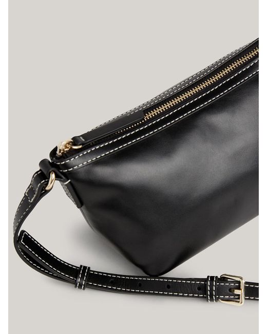Tommy Hilfiger Black Th Monoplay Small Leather Crossover Bag