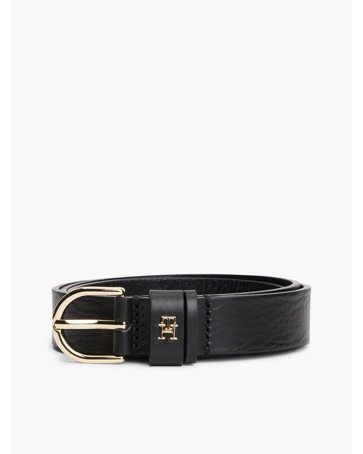 Tommy Hilfiger Black Th Monogram Leather Belt