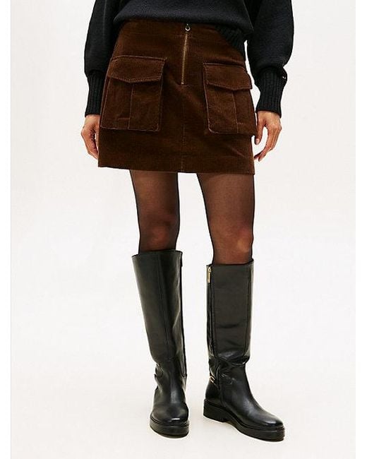 Tommy Hilfiger Corduroy Minirok Met Cargozakken in het Black
