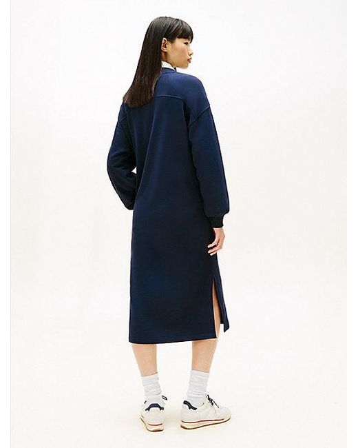 Tommy Hilfiger Midi-Sweaterjurk Met Tommy-Badge in het Blue