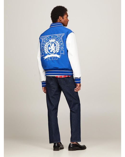 Tommy Hilfiger Blue Crest Relaxed Fit Varsity Jacket for men