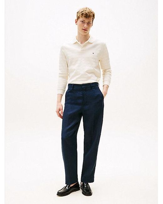 Pantalón En Lino De Corte Regular Tommy Hilfiger de hombre de color Blue