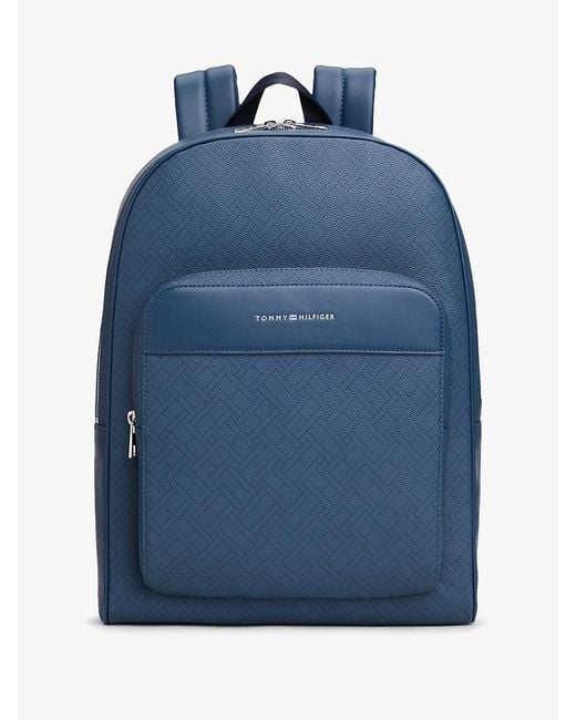 Tommy Hilfiger Blue Hilfiger Flag Mixed Texture Dome Backpack for men