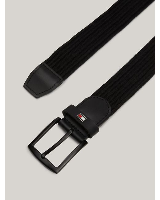 Tommy Hilfiger Black Denton Woven Elastic Belt for men