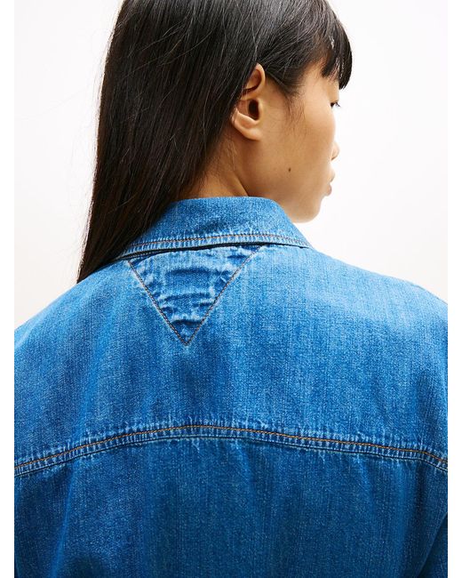 Tommy Hilfiger Blue Chambray Belted Mini Shirt Dress