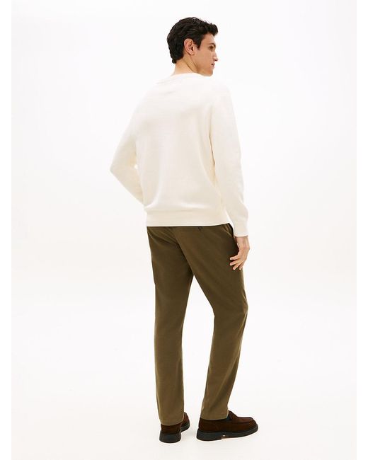 Tommy Hilfiger White Flag Embroidery Crew Neck Relaxed Jumper for men
