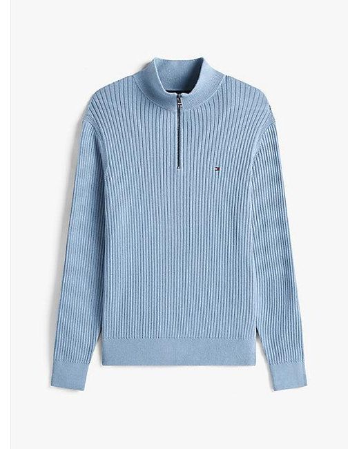 Tommy Hilfiger Trui Met Kasjmier En 1/4-Rits in het Blue voor heren