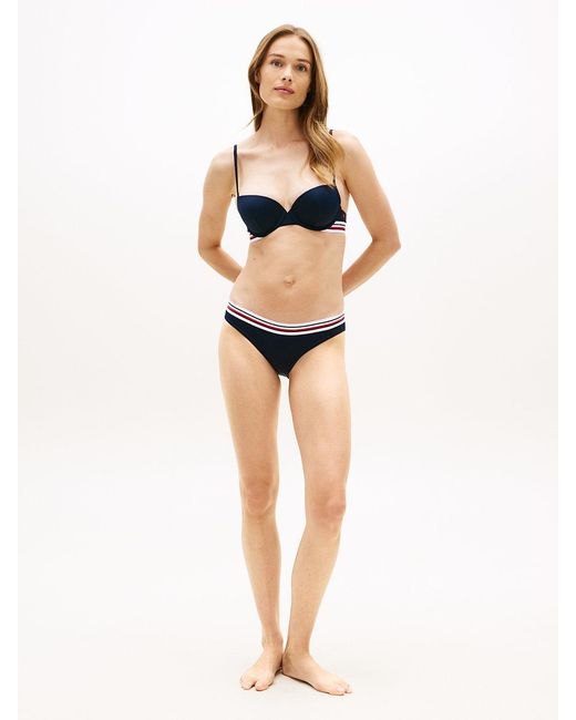 Tommy Hilfiger Blue Global Stripe Push-Up Bikini Top