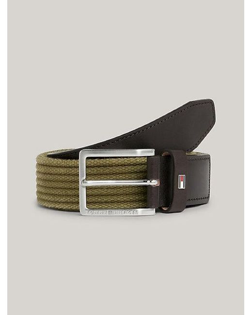 Cinturón textil trenzado con hebilla esmaltada Tommy Hilfiger de hombre de color Brown