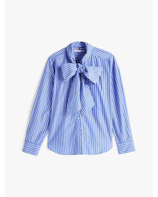 Tommy Hilfiger Blue Relaxed Fit Bow Collar Shirt