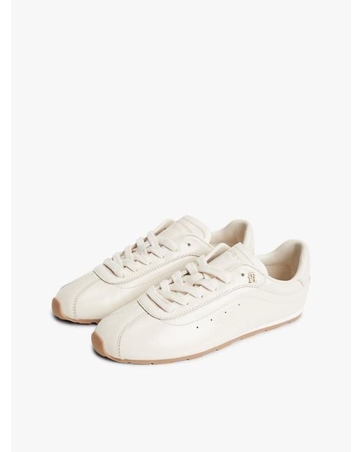 Tommy Hilfiger White Th Monogram Plaque Leather Trainers