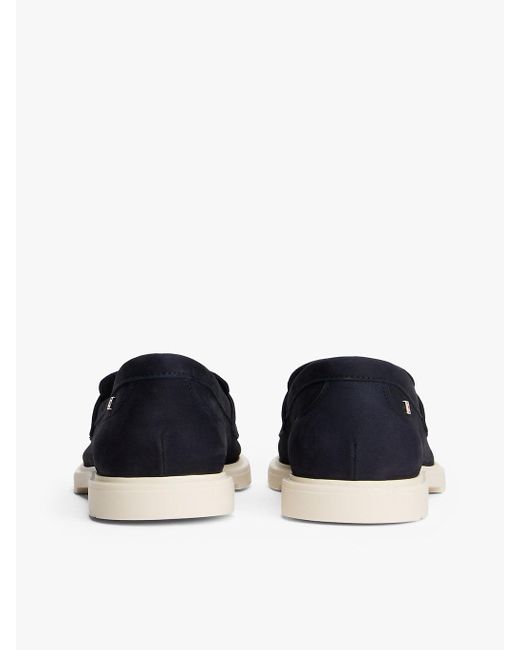 Tommy Hilfiger Blue Enamel Flag Leather Loafers