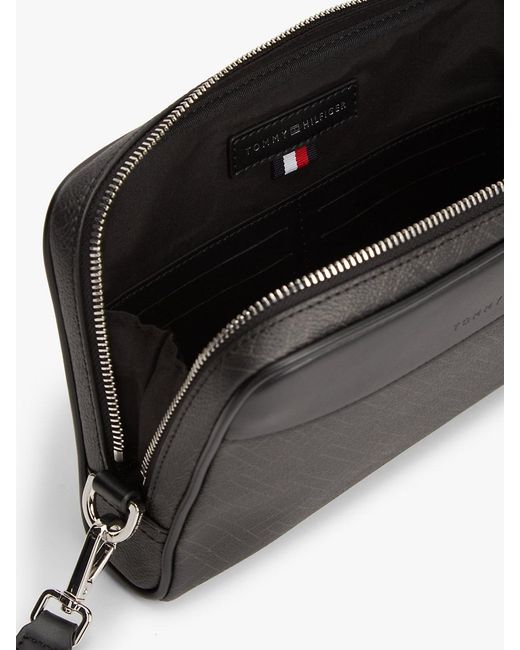 Tommy Hilfiger Black Hilfiger Flag Mixed Texture Pouch for men