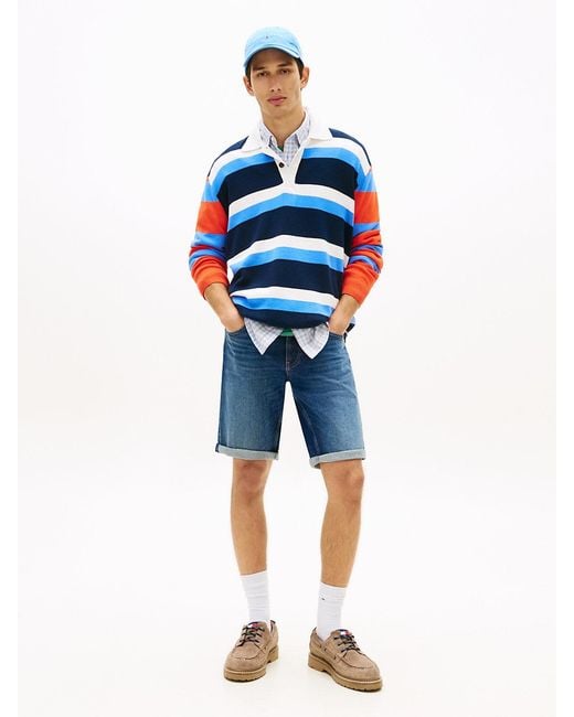 Tommy Hilfiger Blue Ronnie Faded Slim Denim Shorts for men