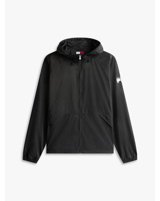 Tommy Hilfiger Black Signature Back Logo Water Repellent Relaxed Windbreaker for men
