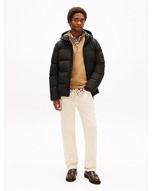 Tommy Hilfiger Waterafstotend Pufferjack Met Dons En Capuchon in het Black voor heren