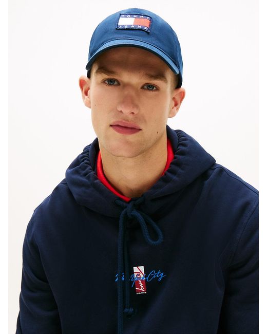 Tommy Hilfiger Blue Wavy Logo Washed Twill Baseball Cap for men