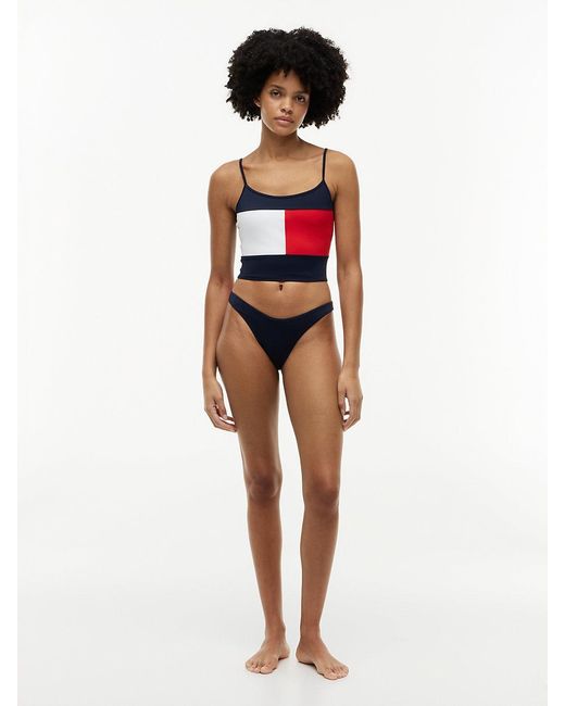 Tommy Hilfiger Blue Signature Colour-Blocked Tankini Top