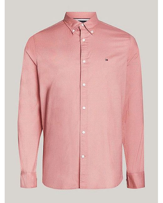 Camisa TH Flex slim con microestampado Tommy Hilfiger de hombre de color Pink
