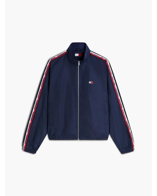 Tommy Hilfiger Blue Global Stripe Tape Zip-Thru Jacket for men