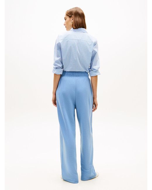 Tommy Hilfiger Blue Logo Embroidery Wide Leg Joggers