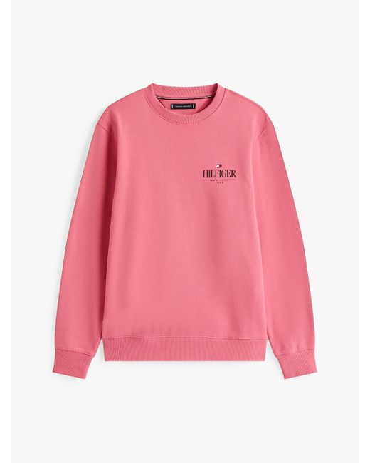 Tommy Hilfiger Red Logo Crew Neck Sweatshirt for men