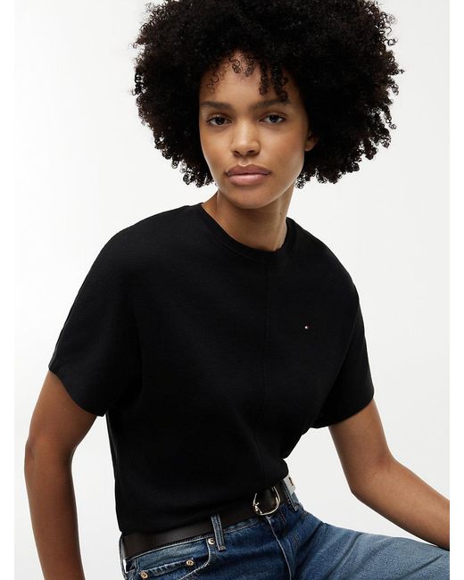 Tommy Hilfiger Black Batwing Sleeve Crew Neck T-Shirt